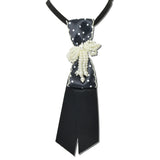 SF-0479-BK 11 · Pearl Beaded Bow Tie Necklace – Black