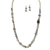 Faceted Stone Glass Bead Long Necklace – Gold/Purple · NE8815PU_JM 11