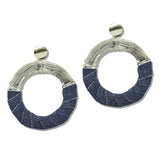 Denim Wrapped Textured Hoop Earrings – Silver · JE10440R_JK 11