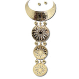 Engraved Collar Medallion Statement Necklace Set – Gold · JN11698G_JK 11