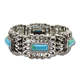 Western Scalloped Concho Stone Stretch Bracelet – Silver Burnished/Turquoise · BB04467-SBTQ_MO 11