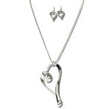 NE6135S_JM 11 · Open Heart Pendant Necklace Set – Silver