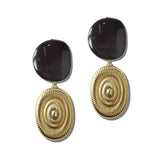 ER263010BN_FF 11 · Resin Pebble Sunburst Oval Drop Earrings – Gold/Brown