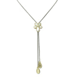 14K Gold Plated Flower Slide Adjustable Lariat Necklace – Two Tone/MOP · 2233M_MX 11