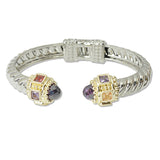 108703, 14K GOLD PLATED CUBIC ZIRCONIA ACCENT DESIGNER INSPIRED OPEN CUFF BRACELET
