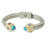108702, 14K GOLD PLATED CUBIC ZIRCONIA ACCENT DESIGNER INSPIRED OPEN CUFF BRACELET