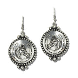 Western Horse Medallion Drop Earrings – Silver Burnished · JE3909-SB_JOL 12