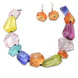 AK694MT_AJ 12 · Chunky Multi Color Acrylic Necklace Set – Multi