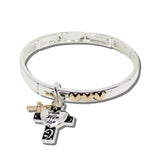 Engraved Faith Hope Love Cross Charm Stretch Bracelet – Antique Two tone · BB04364-ATT 12