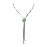 14K Gold Plated Flower Slide Adjustable Lariat Necklace – Two tone/Turquoise · 2233T_MX 12