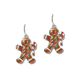 AE9418-SMT_MO 13 · Gingerbread Man Enamel Dangle Earrings – Silver/Multi