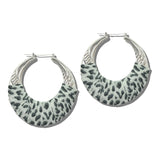 Animal Print Wrapped Hoop Earrings – Silver/Leopard · JE10484RLE_JK 13