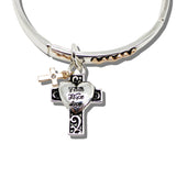 Engraved Faith Hope Love Cross Charm Stretch Bracelet – Antique Two tone · BB04364-ATT 13