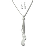 NE5221C 13 · Teardrop Crystal Charm Long Necklace – Silver/Clear