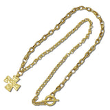 NK10211VG24K_TP 14 · Hammered Cross Toggle Necklace Set – 24K Gold Tone