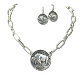 Buffalo Coin Paperclip Chain Necklace – Silver Burnished · SS2287SB_SW 14