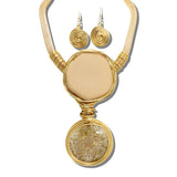 Wire Wrapped Geometric Stone Necklace Set – Gold/Ivory · JN11503GKH_JK 14