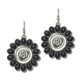 Number 8 Medallion Stone Earrings – Silver Burnished/Black · JE3853-SBBLK_JOL 14