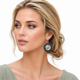 Number 8 Medallion Stone Earrings – Silver Burnished/Black · JE3853-SBBLK_JOL 15