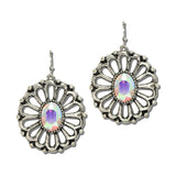 Western Ab Stone Concho Drop Earrings – Silver Burnished/AB · AE9400-SBAB_MO 15