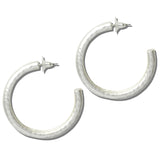 Hammered Open Tube Hoop Earrings – Matte Silver · EWE1035MS_NM 16