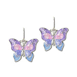 AE9430-SPU_MO 16 · Enamel Swirl Butterfly Dangle Earrings – Silver/Purple