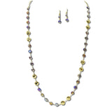 Gold Disc Iridescent Crystal Long Necklace – Gold/Purple · NE8702PU_JM 16