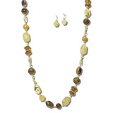 NE8791BN_JM 16 · Mixed Stone Bead Long Necklace Set – Gold/Brown