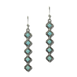 Western Rhombus Stone Linear Drop Earrings – Silver Burnished/Turquoise · JE3836-SBTQS_JOL 16