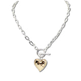 VN1411SIL 16 · Puffed Heart Pendant Necklace – Silver