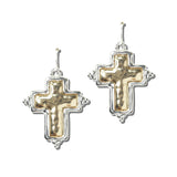 EW20346SV_WT 17 · Two Tone Hammered Cross Drop Earrings – Silver