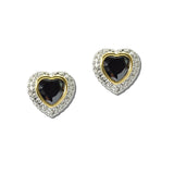 14K Gold Plated Two Tone Heart CZ Stud Earrings – Two Tone/Black · YE466-BK_IM 17