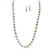 Gold Disc Iridescent Crystal Long Necklace – Gold/Green · NE8702GN_JM 17