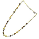 NE8791BN_JM 17 · Mixed Stone Bead Long Necklace Set – Gold/Brown