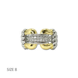 14K Gold Plated Two Tone Pave Bar CZ Ring – 8 · K2365-8_MX 17