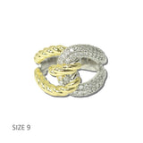 K2327-9_MX 17 · 14K Gold Plated Twisted Rope Pave CZ Knot Ring – 9