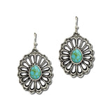 Western Oval Stone Concho Drop Earrings – Silver Burnished/Turquoise · AE9381-SBTQ_MO 17