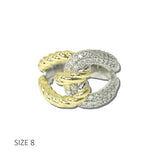 K2327-8_MX 18 · 14K Gold Plated Twisted Rope Pave CZ Knot Ring – 8