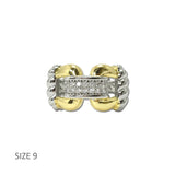 14K Gold Plated Two Tone Pave Bar CZ Ring – 9 · K2365-9_MX 18