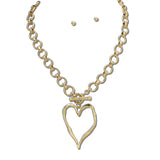 NK10172VG_TP 18 · Open Heart Pendant Necklace Set – Worn Gold