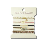 Multi Piece Embellished Elastic Hair Tie And Bracelet Set – Mat Gold/Multi · HB016_JOY 18