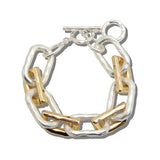 Hammered Oval Link Toggle Bracelet – Mat Silver/Mat Gold · SFB00051 MSMG 18