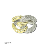 K2327-7_MX 19 · 14K Gold Plated Twisted Rope Pave CZ Knot Ring – 7