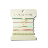 Multi Piece Braided Cord Embellished Elastic Hair Tie And Bracelet Set – Matte Gold/Multi · HB004GNMT_JOY 19
