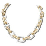 Hammered Oval Link Chain Necklace – Mat Silver/Mat Gold · SFN00076 MSMG 19