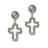 AE9354-AS_MO 1 · Twisted Rope Open Cross Dangle Earrings – Antique Silver