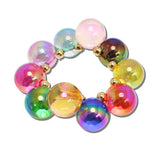 JB20060DMT 1 · Chunky Bubble Bead Statement Stretch Bracelet – Gold/Multi