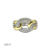 14K Gold Plated Two Tone Pave Chain Link Ring – 9 · K2367-9_MX 1