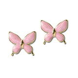 Stainless Steel Enamel Butterfly Stud Earrings – Gold/Pink · EJ20181PK_JOY 1