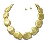24K Gold Tone Organic Nugget Bead Statement Necklace – Worn Gold · NK10217VG24K_TP 1
